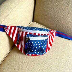 Patriotic Fanny Pack/Shoulder Purse. 3 Zip Compartments. Adjustable Strap.